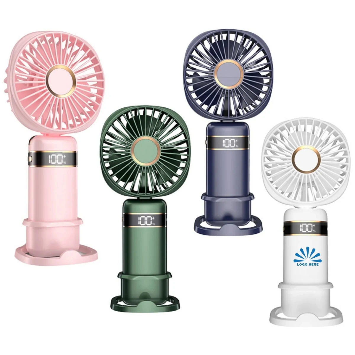 Five Speed LED Digital Display Folding Fan With Phone Stand 1