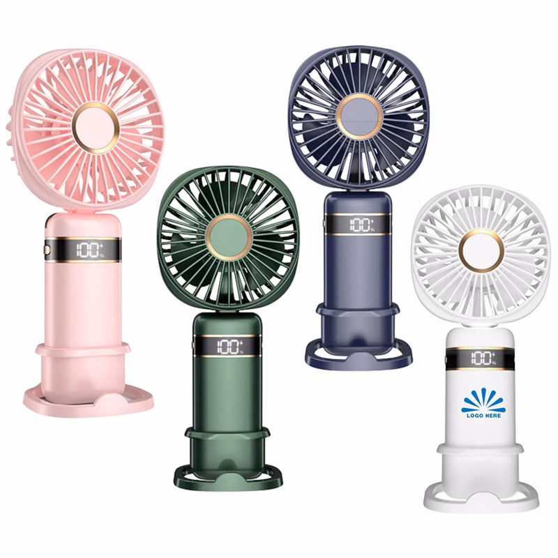 Five Speed LED Digital Display Folding Fan With Phone Stand