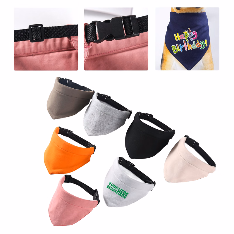 MOQ 50 Customizable Adjustable Pet Bandana Collar