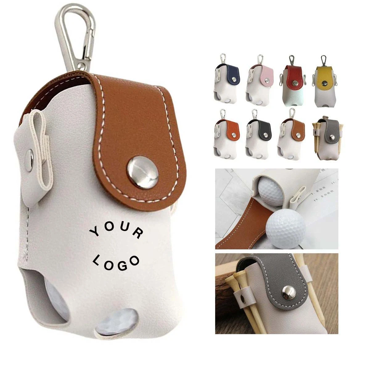 Leather Golf Ball Bag with Adjustable Strap 1