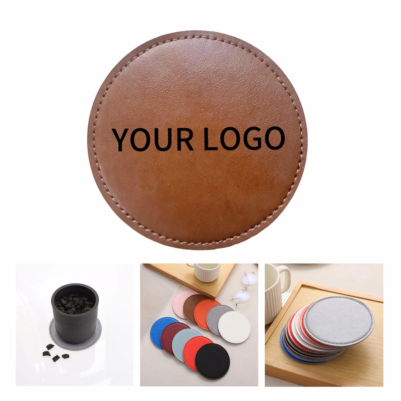 Reusable PU Leather Coaster 4x4 Inch Lightweight