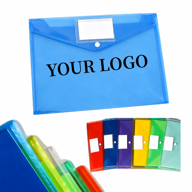 A4 Clear Button File Folder Labeled