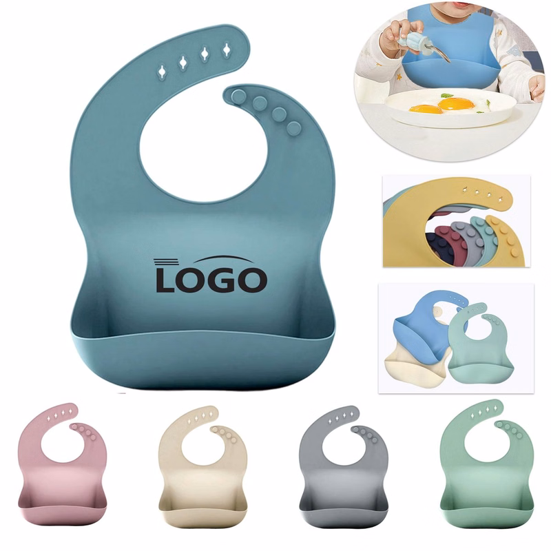 MOQ 10 Adjustable Silicone Baby Bib
