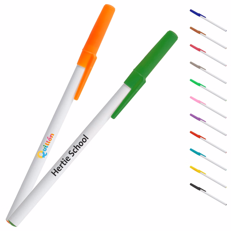 Durable Stick Pen w/ Colored Cap