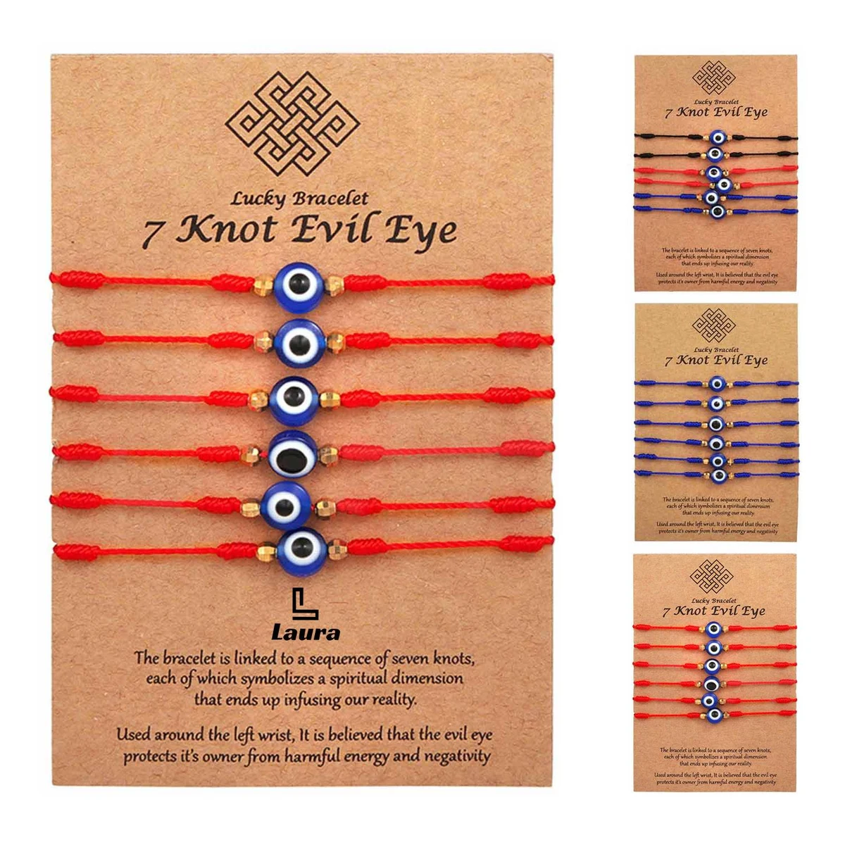 6 Pcs Evil Eye Lucky Adjustable Bracelets 1
