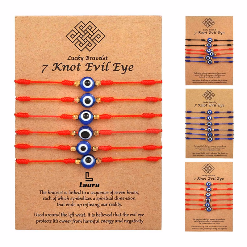 6 Pcs Evil Eye Lucky Adjustable Bracelets
