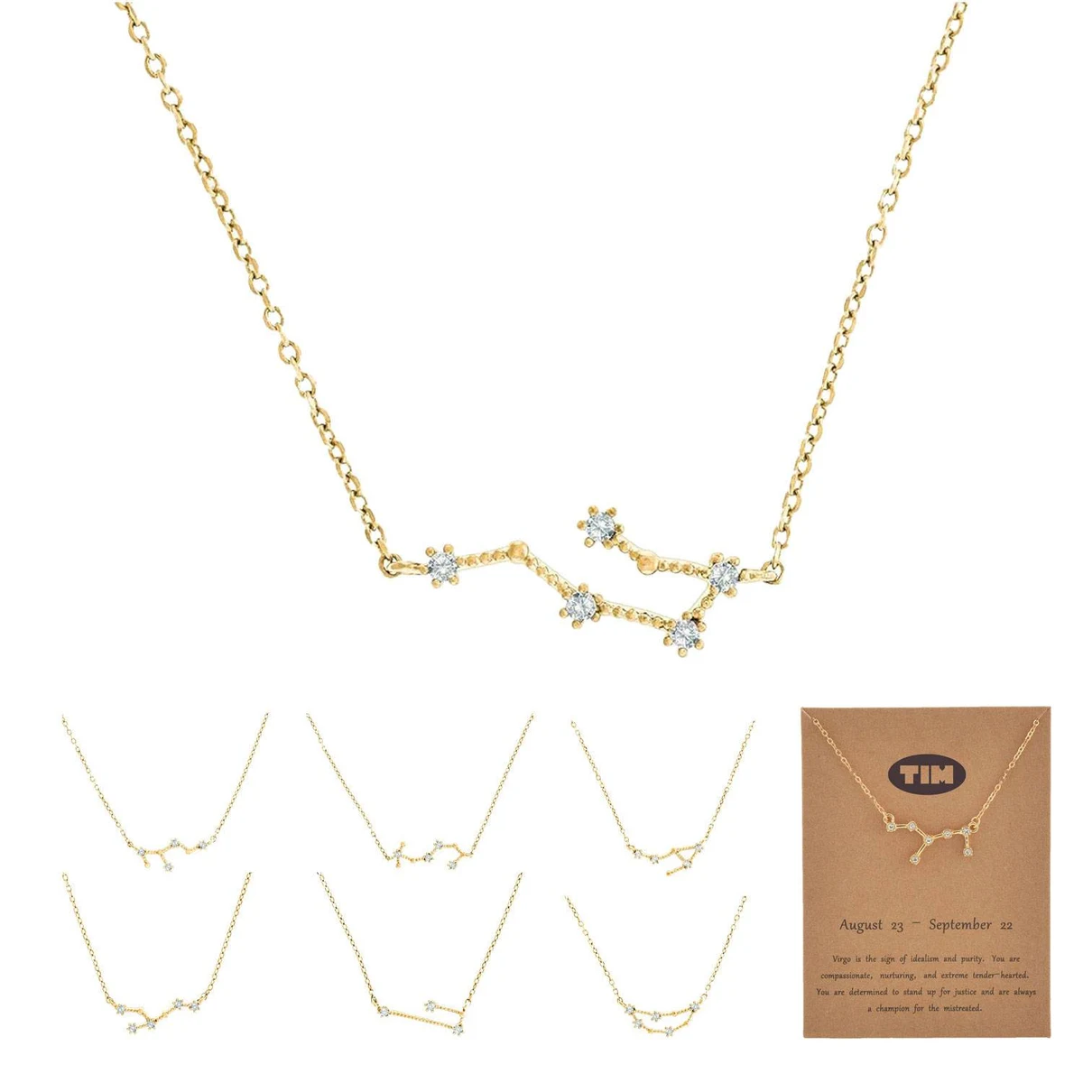 14K Gold Plated Astrology Constellation Zodiac Necklace 1