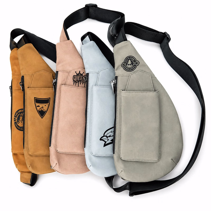 CRESCENT SLING BAG WITH PHONE POCKET & BACK ZIPPER