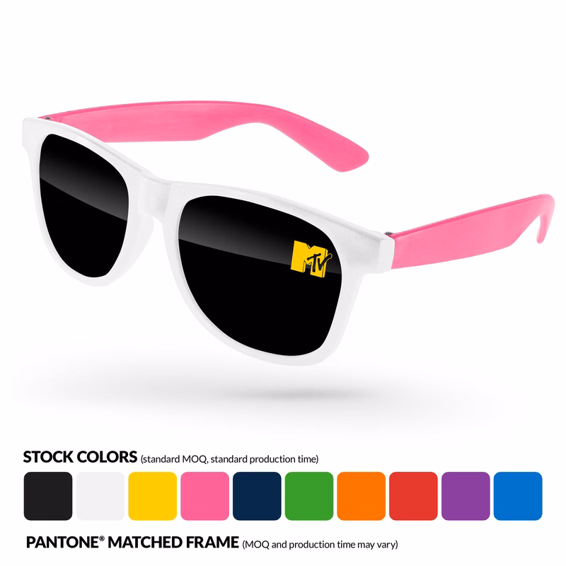 2-Tone Value Retro Sunglasses w/ Lens Imprint