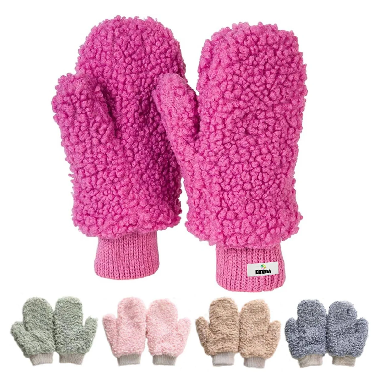 Autumn and Winter Teddy Circle Knitted Gloves 1