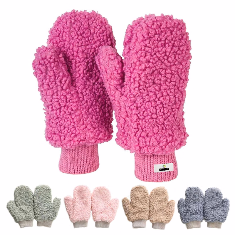 Autumn and Winter Teddy Circle Knitted Gloves