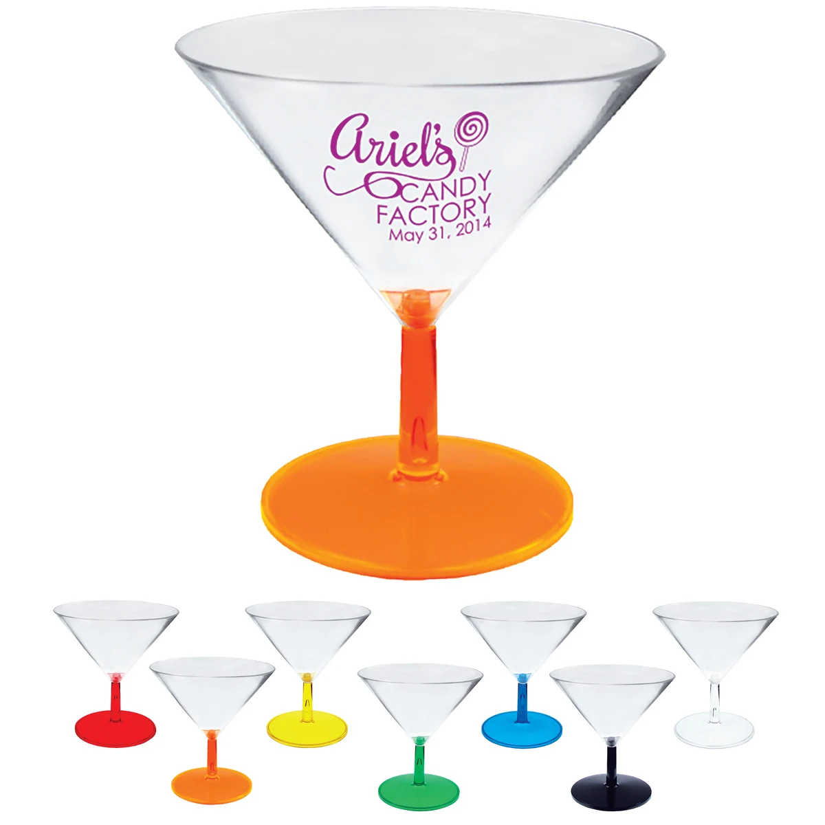 3oz Plastic Martini Sampler with Choice of Stem Color 1
