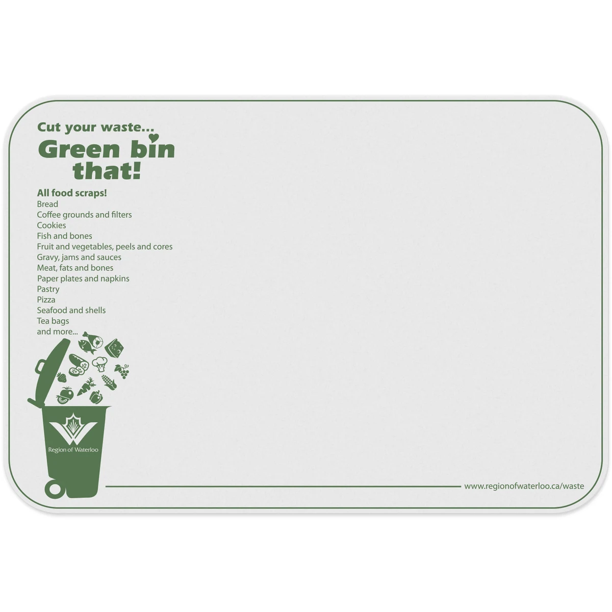 Flexible Cutting Board on FDA approved .030 clear plastic, rectangular (7.625" X 11") Spot Colour 1