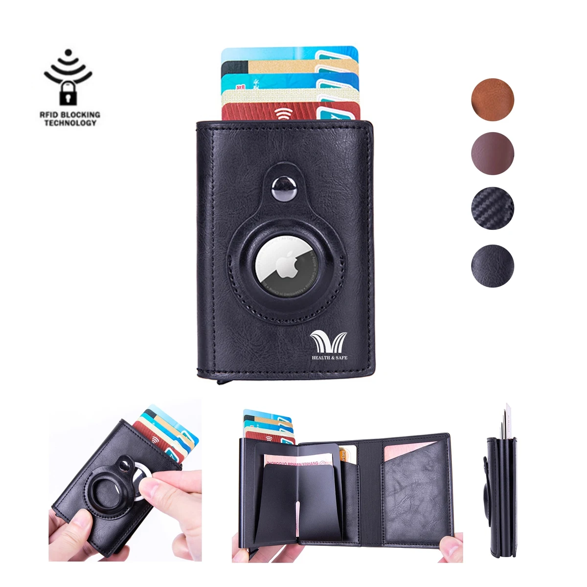 AirTag Slim Wallet With Money Clip RFID Credit Card Holder 1