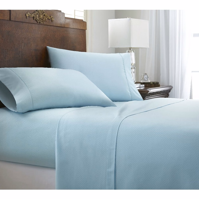 Premium Embossed Sheet Sets - Aqua Cali King Chevron Design 4 Piece