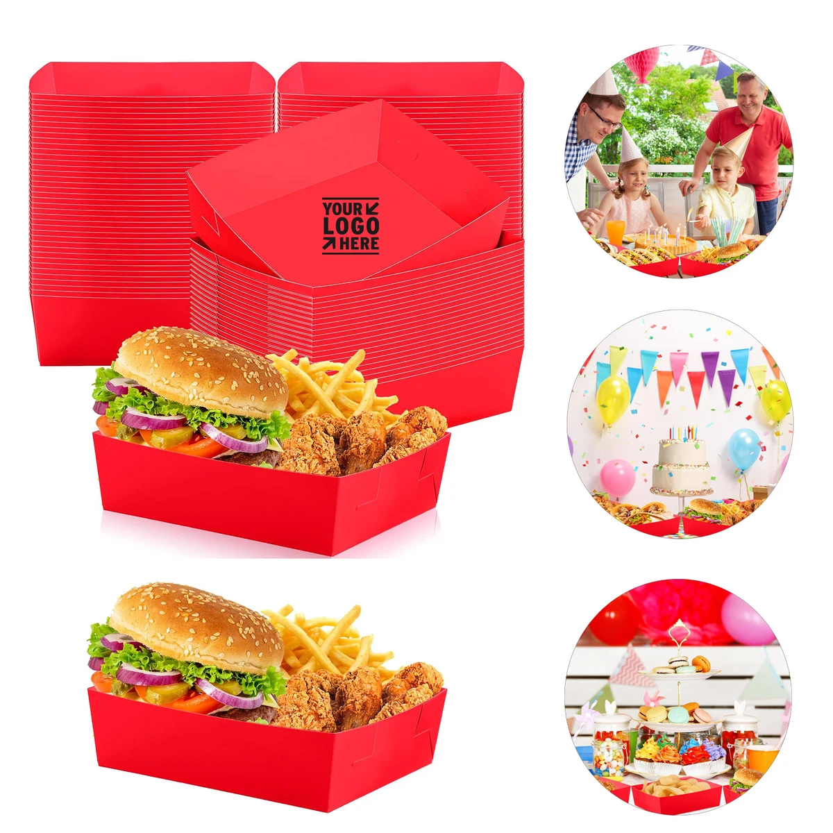 Disposable 5 lb Large Serving Snack Paper Food Tray Family Christmas Party Gathering Supplies 1