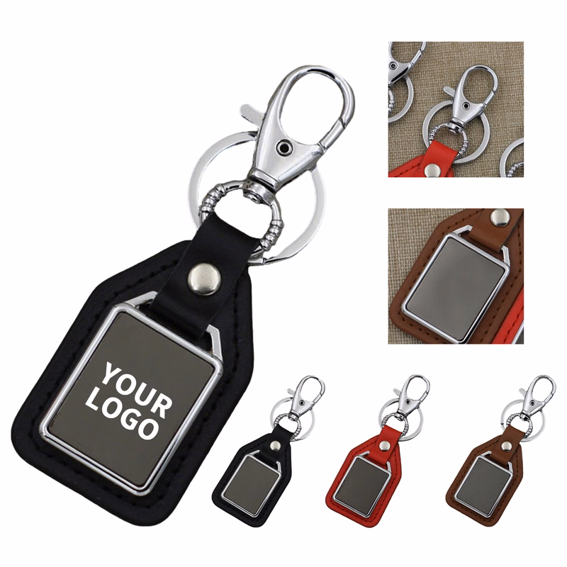 Leatherette Key Ring With Engravable Metal Tab 4.5" Length X 1.5" Width