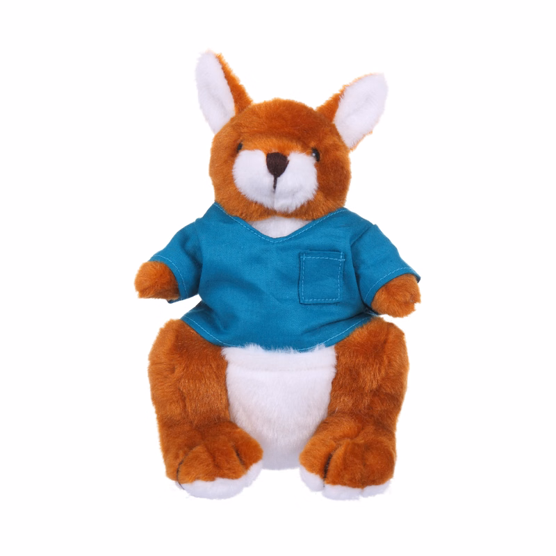 Soft Plush Sitting Kangaroo in Scrub Shirt