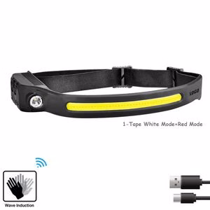 Induction Headlamp LED Flashlight With White And Red Light Tape