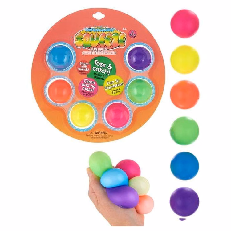 Neon Squeeze Balls Assorted Colors - 6 Piece