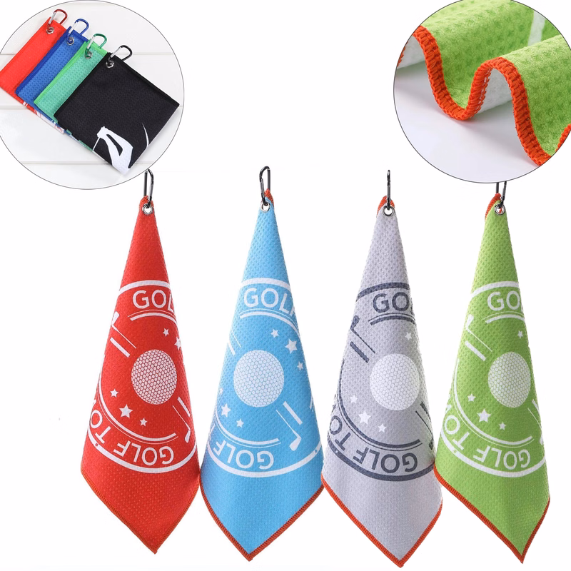 Waffle Golf Towel With Carabiner Full Color Sublimation