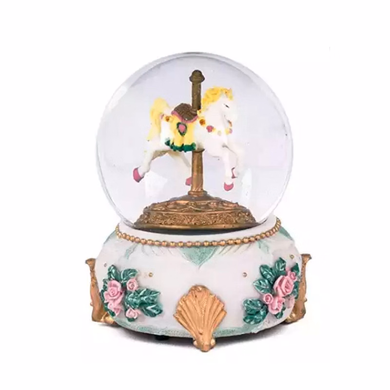 Custom Musical Carousel Horse Snow Globe