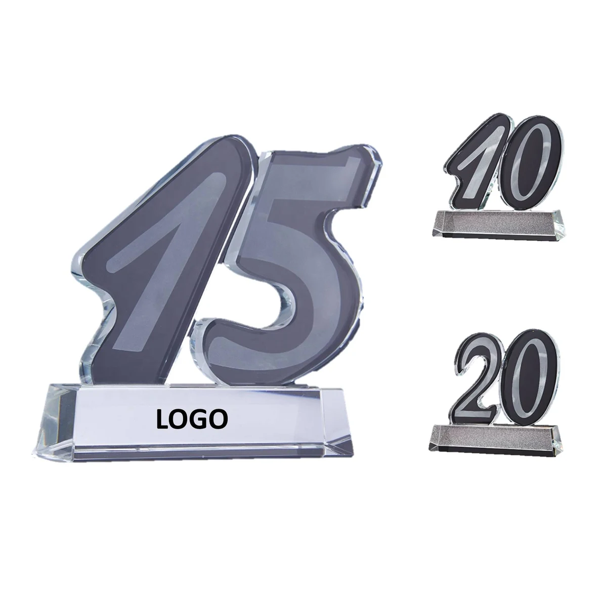 Custom 3d Number Cutting Anniversary Trophy Crystal Award 1
