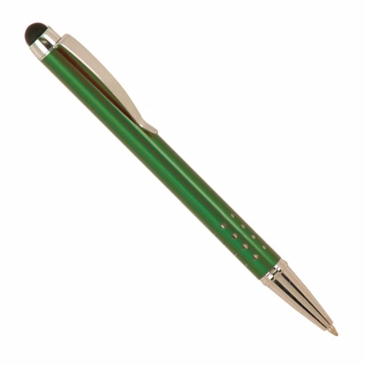 Laser Engraved Green Gloss Ballpoint Pen with Stylus