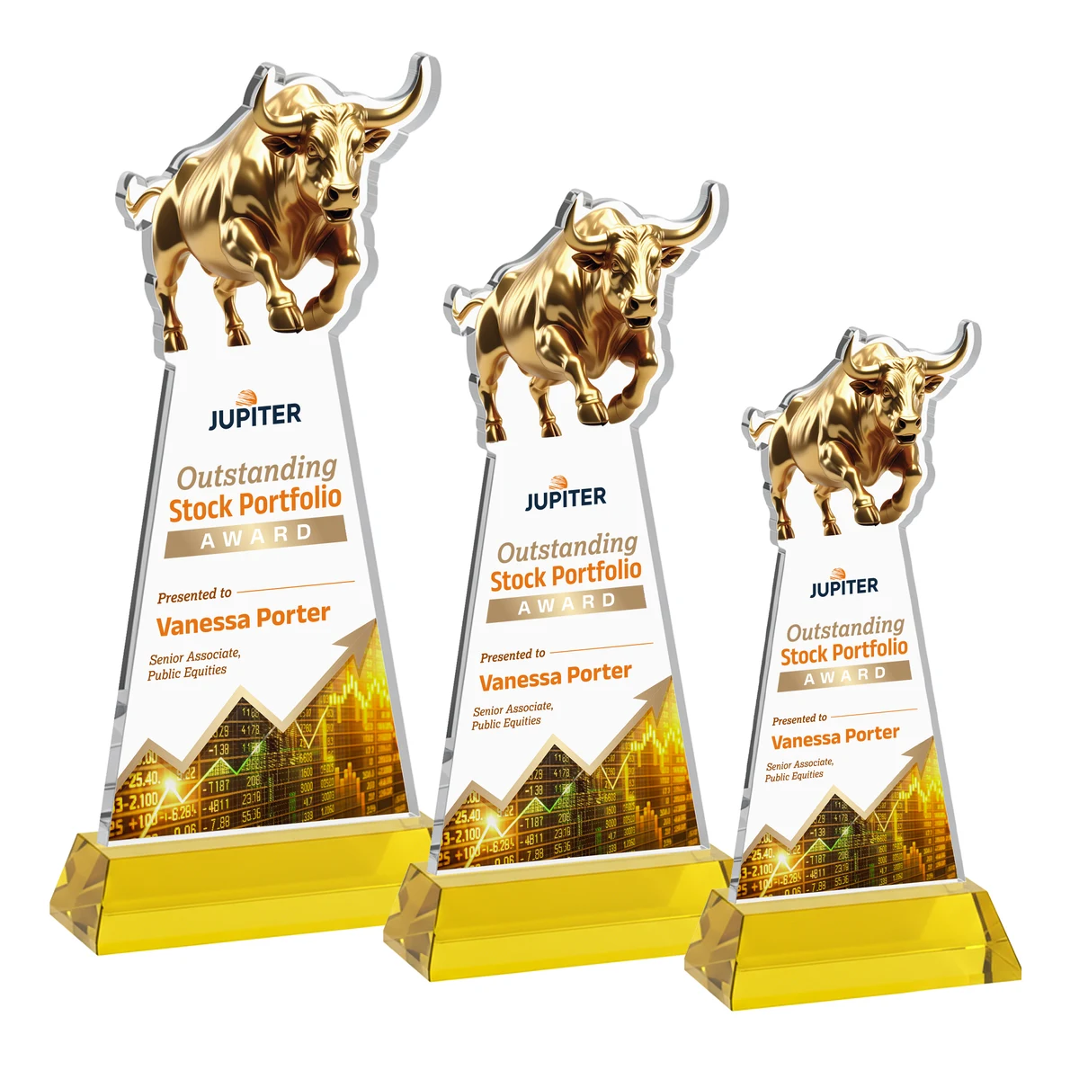 Raging Bull VividPrint™ Award on Hartford Base - Gold 1