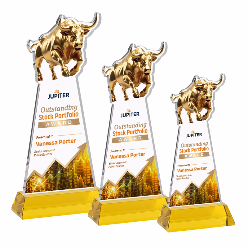 Raging Bull VividPrint™ Award on Hartford Base - Gold
