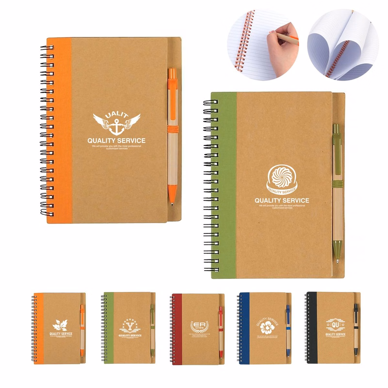 5'' x 7'' Eco-Friendly Spiral Notebook And Pen Set (60 Sheet)