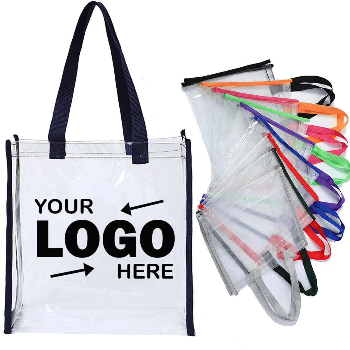 Transparent PVC Tote Bag With Colorful Handles 1
