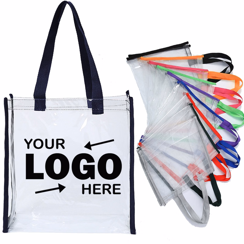 Transparent PVC Tote Bag With Colorful Handles