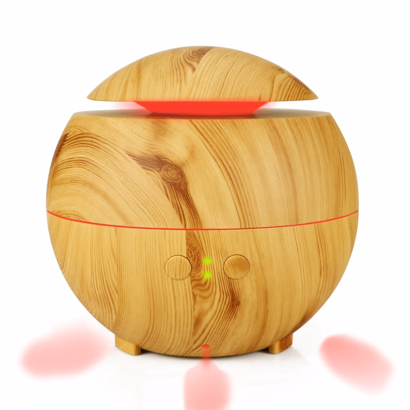 Round Wood Grain Ultrasonic Cool Mist Aroma Humidifier