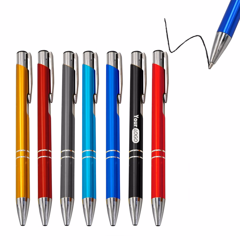 Metal Press Type Colored Ballpoint Pen