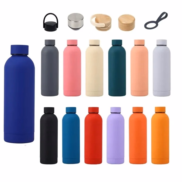 17 oz Double Wall Stainless Steel Bottle with a Rubberized F