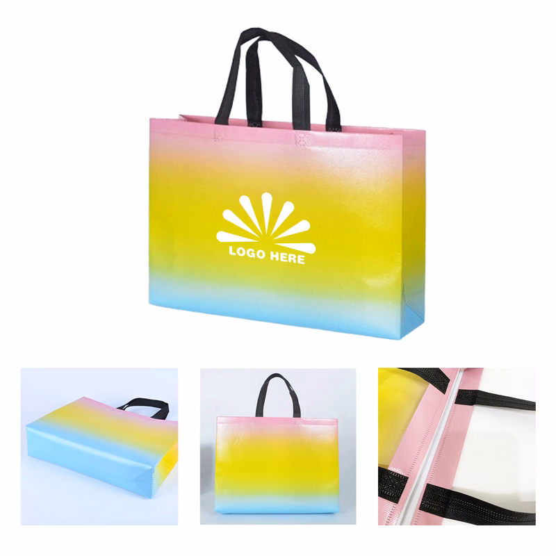 Gradient Color Non-Woven Grocery Tote Bag