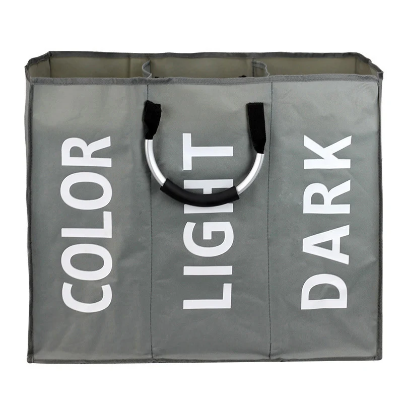 Portable Waterproof Clothes Laundry Basket w/ Three compartments 1