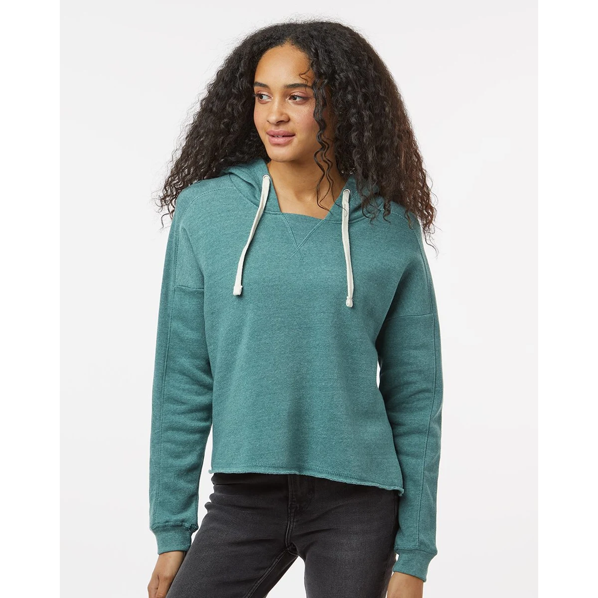 Women's Angel Fleece Crop Hooded Sweatshirt - W23101 1