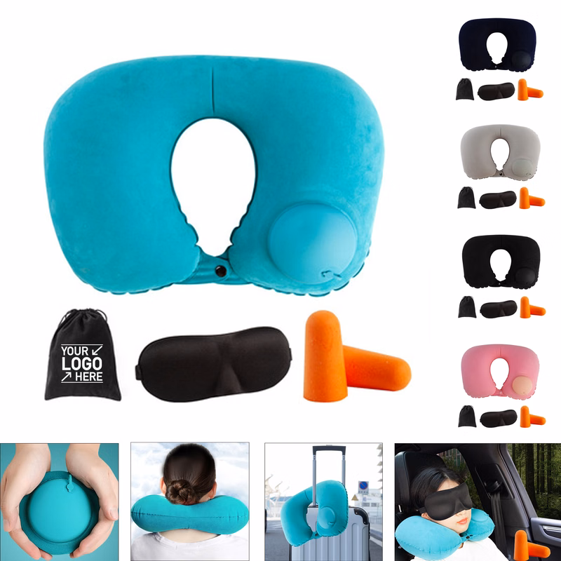Travel Pillow Kit W/Ear Plugs & Eye Mask