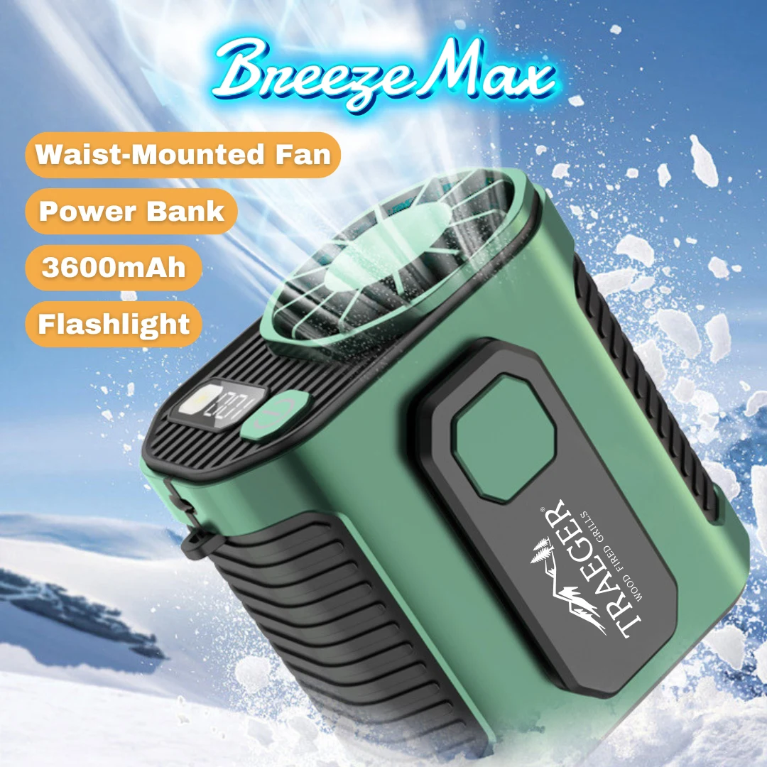 BreezeMax Lite 3-in-1: Waist-Mounted Fan, Flashlight & Power Bank 1