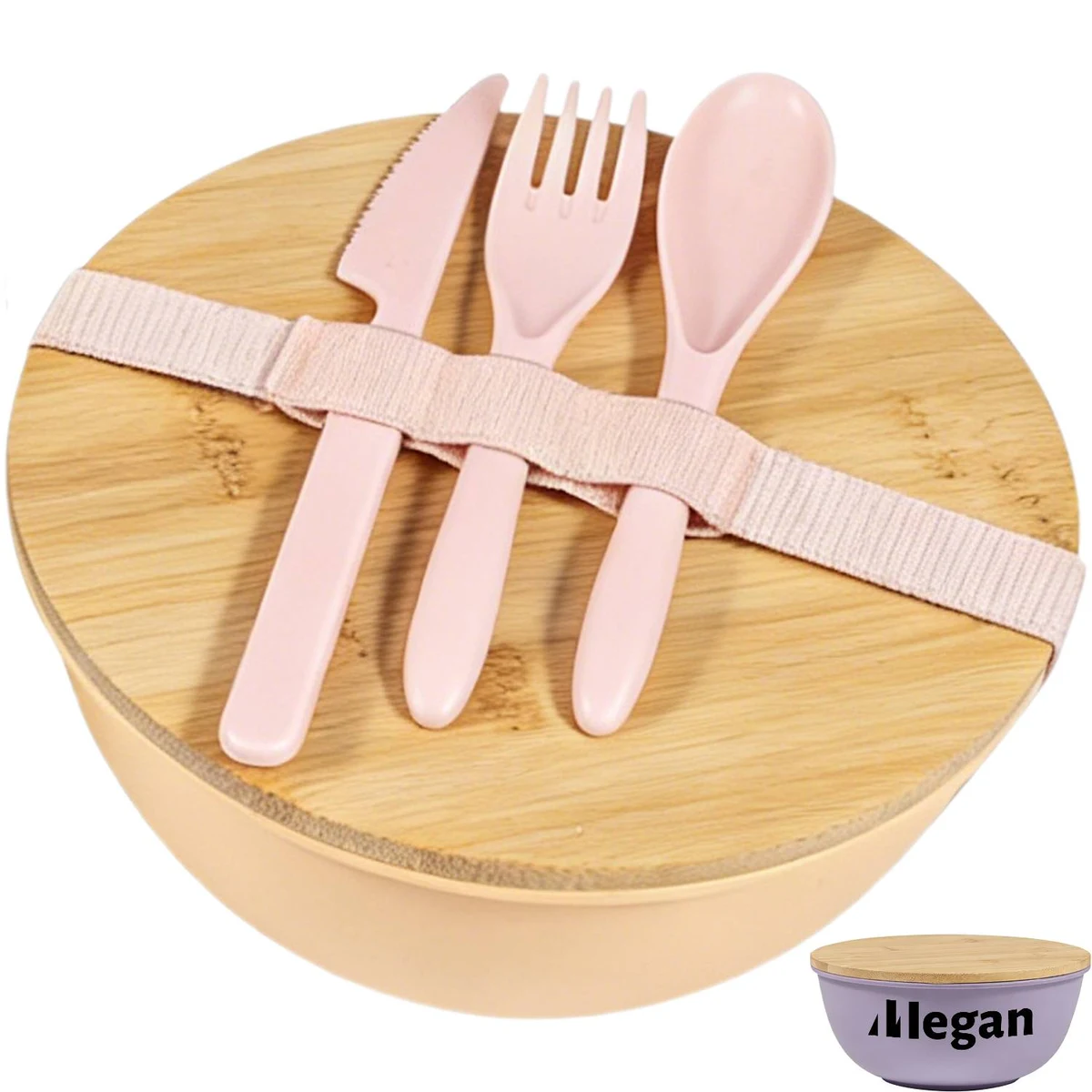 Portable Plastic Lunch Box with Strap Utensils 1