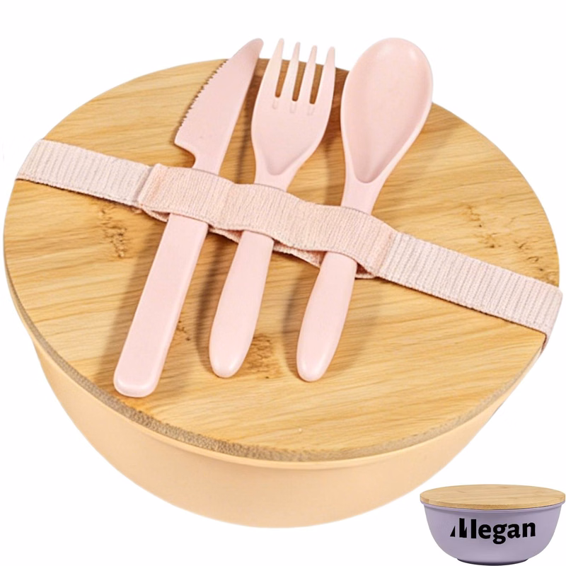 Portable Plastic Lunch Box with Strap Utensils