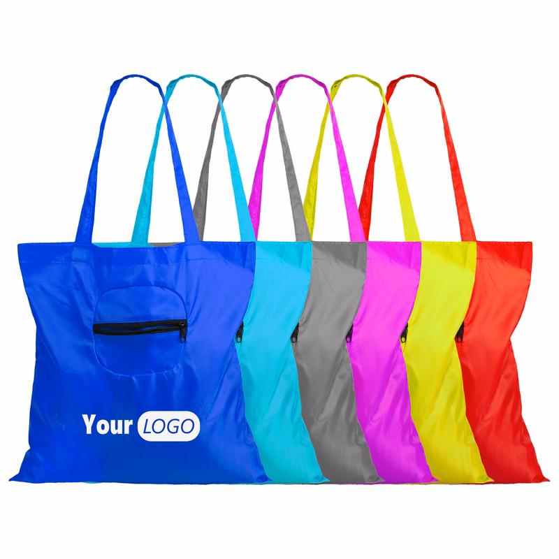 Polyester Compact Foldable Shopping Bag With Custom Logo
