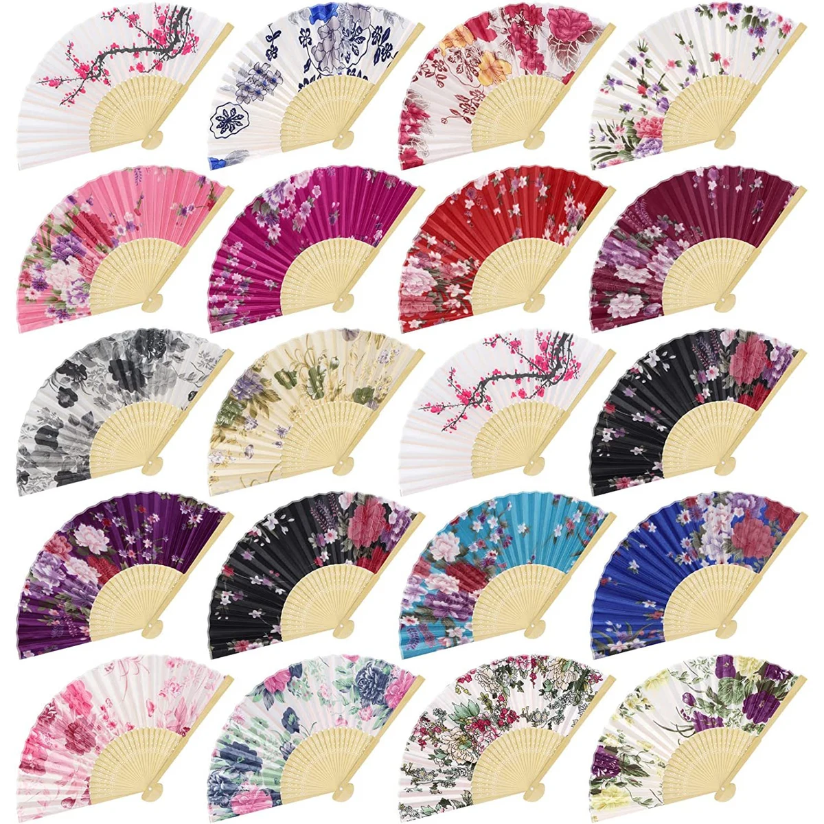 Fabric Bamboo Bone Folding Hand Fan 1