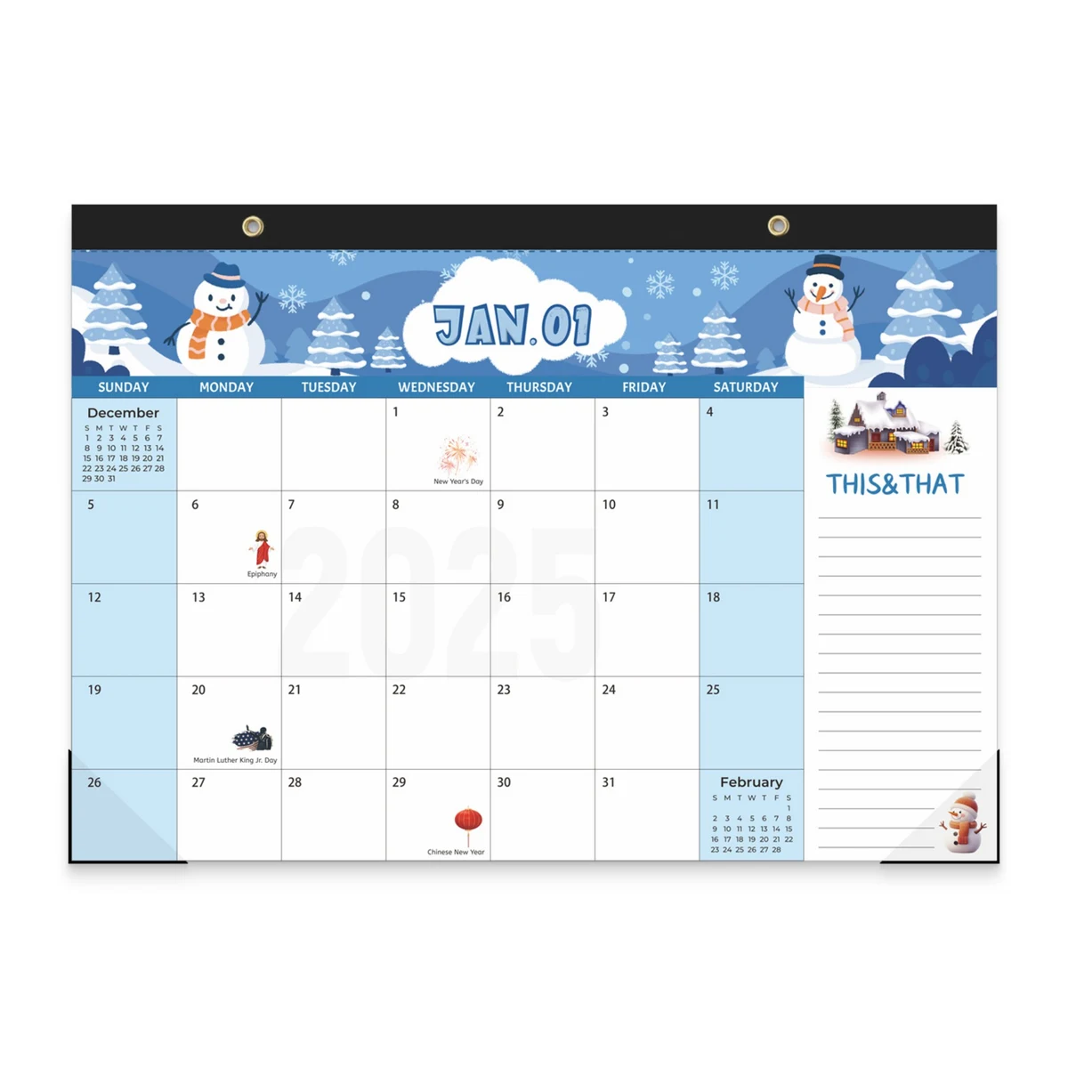 18 Months 17"*12" Cartoon Wall Calendar From Jan 2025 To June 2026 1