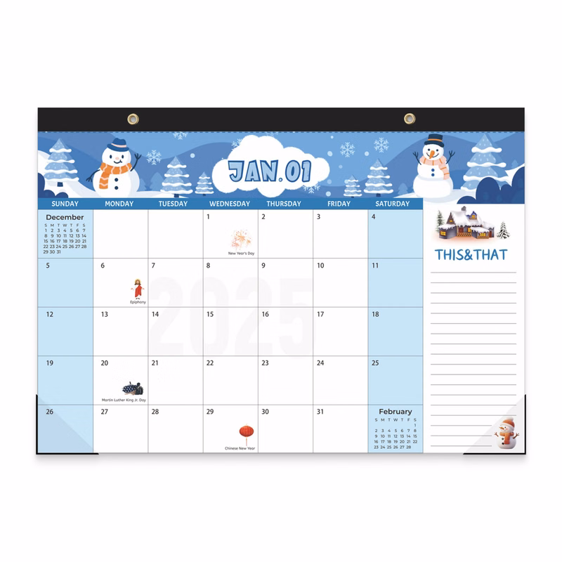 18 Months 17"*12" Cartoon Wall Calendar From Jan 2025 To June 2026