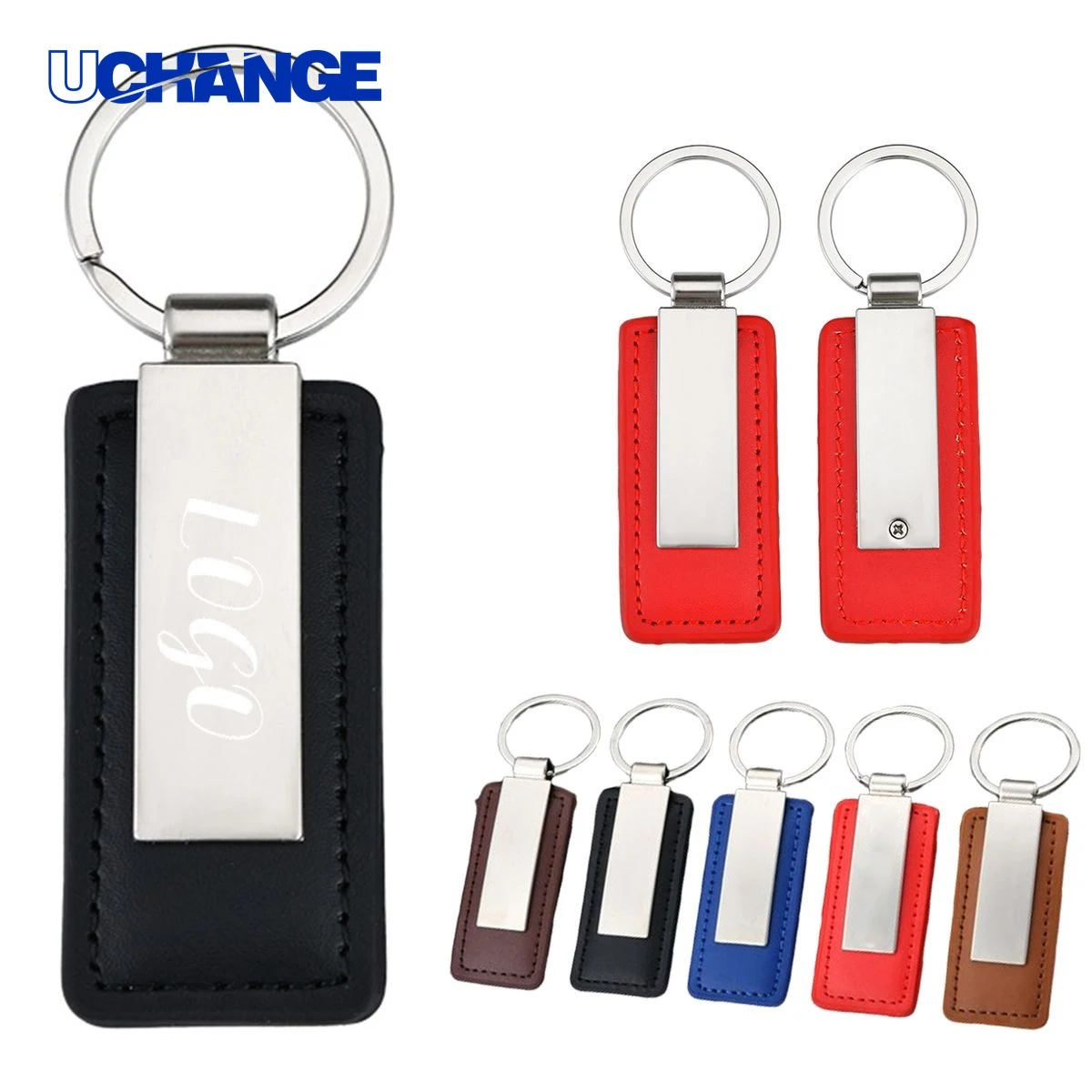 Metal and Leather Keychain 1
