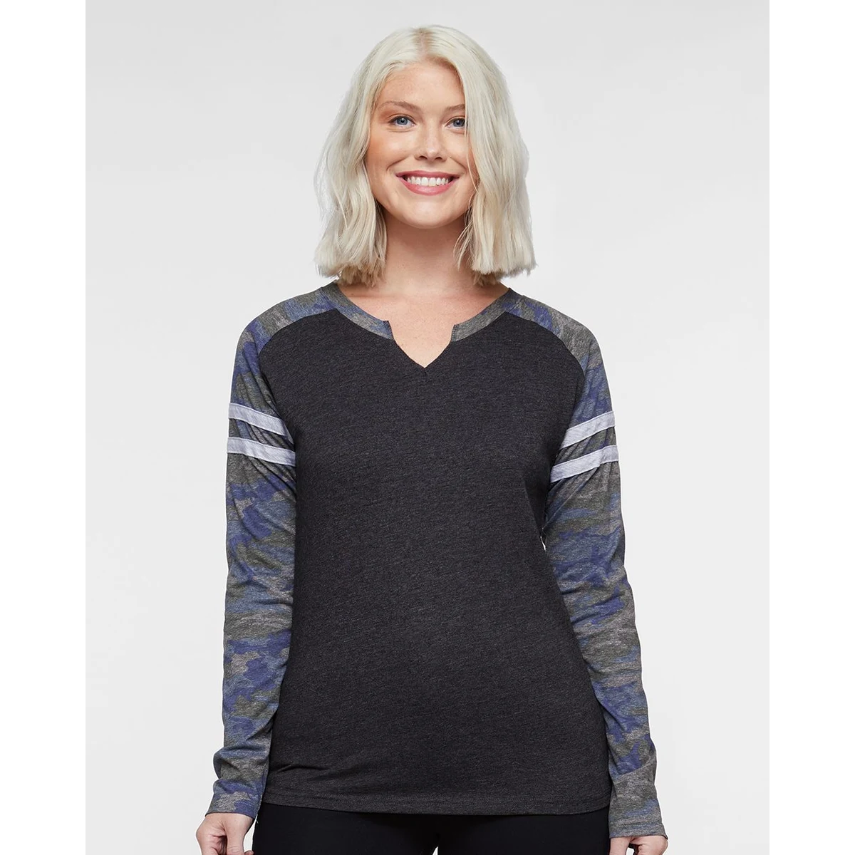 Women's Fine Jersey Mash Up Long Sleeve T-Shirt - 3534 1