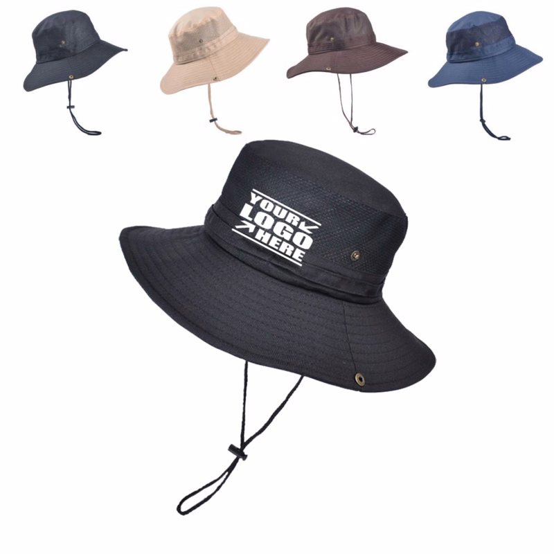 Wide Brim Drawstring Bucket cap